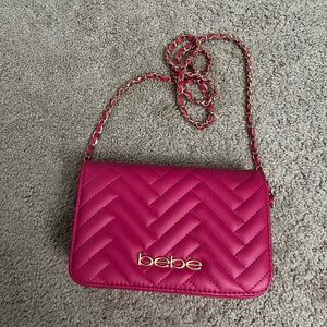 Bebe Fuchsia Quilted Crossbody Bag